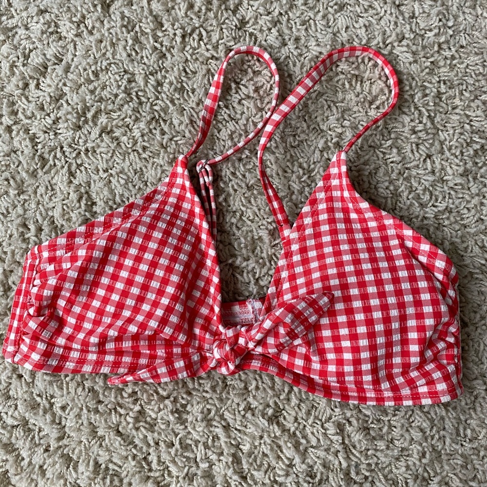 red gingham bikini top